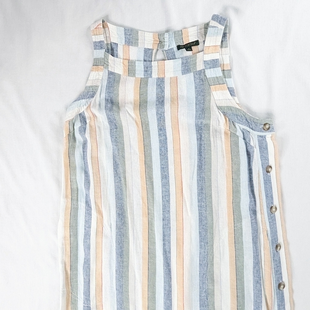 Multi Color Vertical Stripe Lined Sleeveless Dres… - image 6